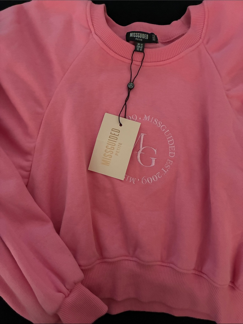Missguided Pink Logo Crewneck Sweatshirt